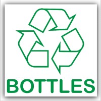 1 x Bottles Recycling Bin Adhesive Sticker-Recycle Logo Sign-Environment Label